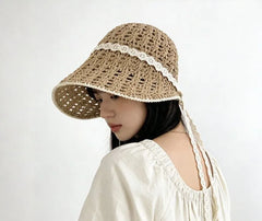 Contrast Trim Perforated Sun Hat