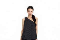 Sleeveless One Shoulder Dotted Top