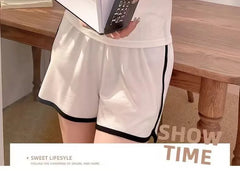 Pajama Set: Spaghetti Strap V-Neck Camisole Top + Shorts