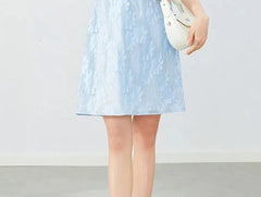 Short-Sleeve Crewneck Lace A-Line Dress