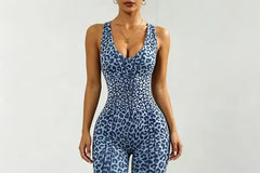 Sleeveless Leopard Print Yoga Jumpsuit