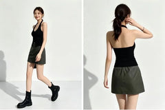 Halter Neck Plain Crop Top