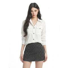 Long-Sleeve Pocketed Plain Shirt