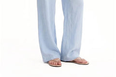 Drawstring Waist Plain Regular Fit Straight Leg Pants