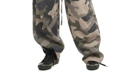Drawstring Waist Camouflaged Print Baggy Wide Leg Cargo Pants