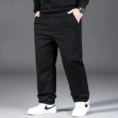 Drawstring Waist Plain Loose Fit Straight Leg Pants