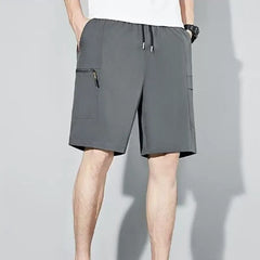 Drawstring Waist Plain Cargo Shorts