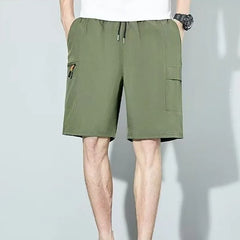 Drawstring Waist Plain Cargo Shorts