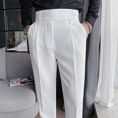 High Waist Plain Cropped Tapered Pants