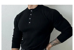 Henley Plain Ribbed Sweater