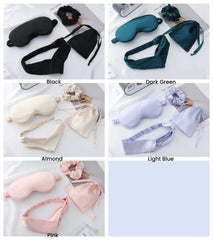 Set: Plain Sleeping Eye Mask + Headband + Scrunchie + Drawstring Bag