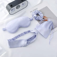 Set: Plain Sleeping Eye Mask + Headband + Scrunchie + Drawstring Bag