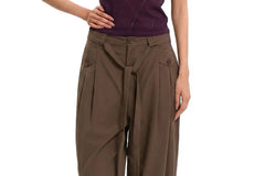 Low Rise Plain Wide Leg Dress Pants