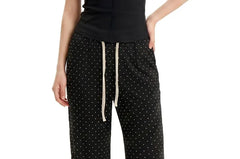 Drawstring Waist Micro Dot Loose Fit Sweatpants