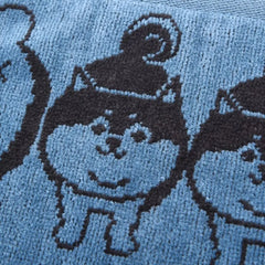 Dog Shibajiri Kun Towel Handkerchief Saxe Blue