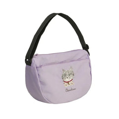 Parlor Suzurando Cat Water Repellent Embroidery Crossbody Bag Purple