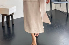 Sleeveless Henley Plain Asymmetrical Midi Shirt Dress