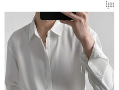 Long-Sleeve Button-Up Plain Shirt