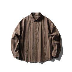 Button-Detail Striped Overfit Shirt