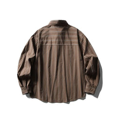 Button-Detail Striped Overfit Shirt