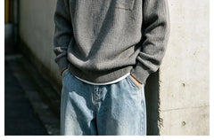 Quarter-Zip Mock-Neck Knit Sweater