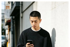 Plain Crew-Neck Knit Sweater
