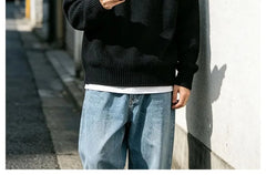 Plain Crew-Neck Knit Sweater