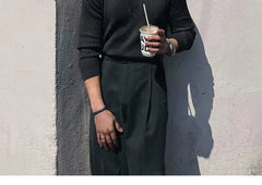 Long-Sleeve Henley Plain Knit Top