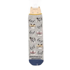 Nekomaruke Cat Print Socks Gray