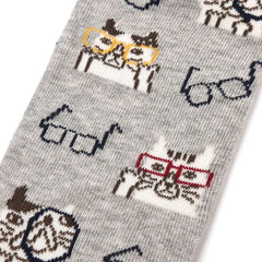 Nekomaruke Cat Print Socks Gray
