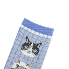 Parlor Land Cat Print Socks Blue