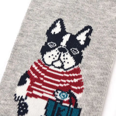 Animal Mode French Bulldog Pauro Dog Print Socks Gray