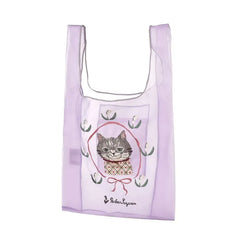 Parlor Suzurando Cat Chiffon Fabric Shopping Bag Purple
