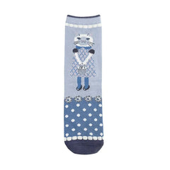 Suzuran San Cat Print Socks Gray
