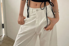Short-Sleeve Square Neck Plain Ruched Crop T-Shirt