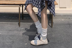 High Waist Plaid Asymmetrical Mini A-Line Skirt