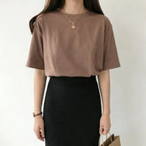 Short-Sleeve Round Neck / V-Neck Plain T-Shirt