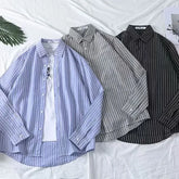 Unisex Pinstripe Long-Sleeve Shirt