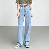 High-Waist Washed Wide Leg Jeans