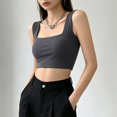 Square-Neck Crop Tank Top