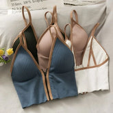 Contrast Trim Zip-Up Bustier Top