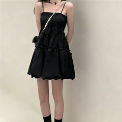 Spaghetti Strap Plain Mini A-line Dress