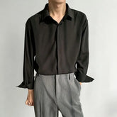 Plain Long-Sleeve Loose Shirt