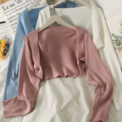 Plain Knit Cropped Cardigan