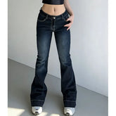 Low Waist Washed Boot-Cut Jeans