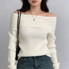 Off-Shoulder Ribbed Sweater