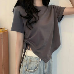 Drawstring Cropped T-Shirt