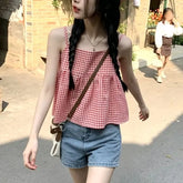 Gingham Flowy Camisole Top
