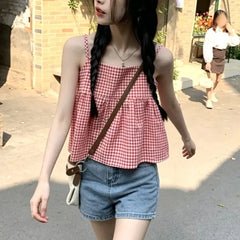 Gingham Flowy Camisole Top