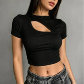 Short-Sleeve Cutout Crop T-Shirt